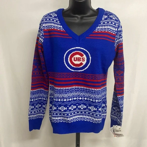 Chicago Cubs fair isle ugly Christmas Sweater NEW size Medium - Picture 1 of 4